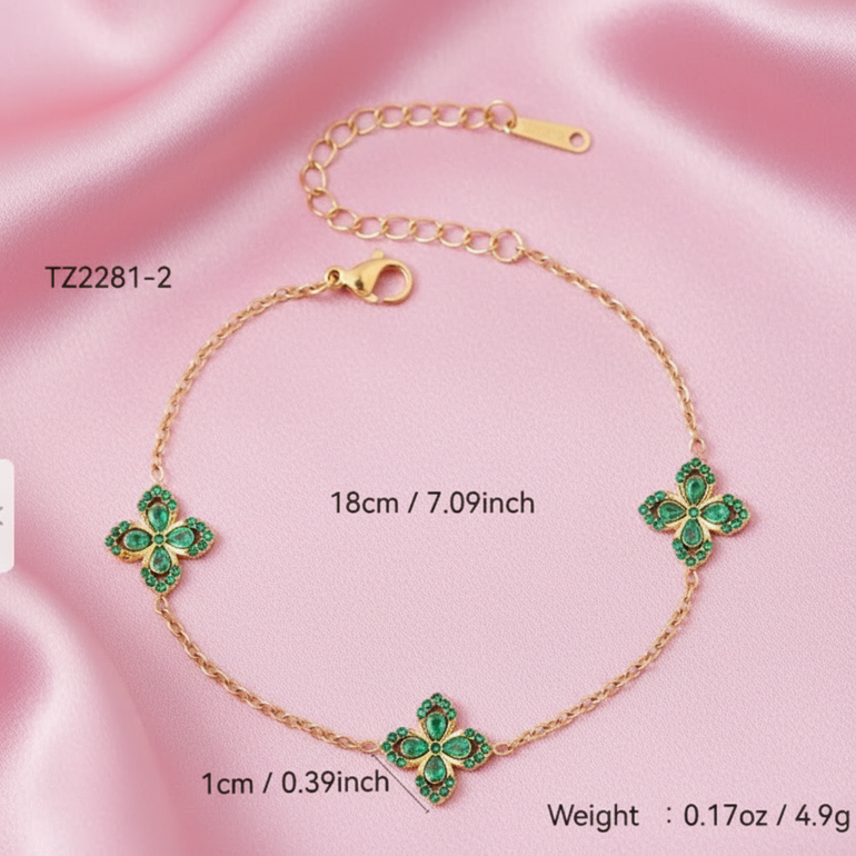Emerald Clover Bracelet - Oreja Linda