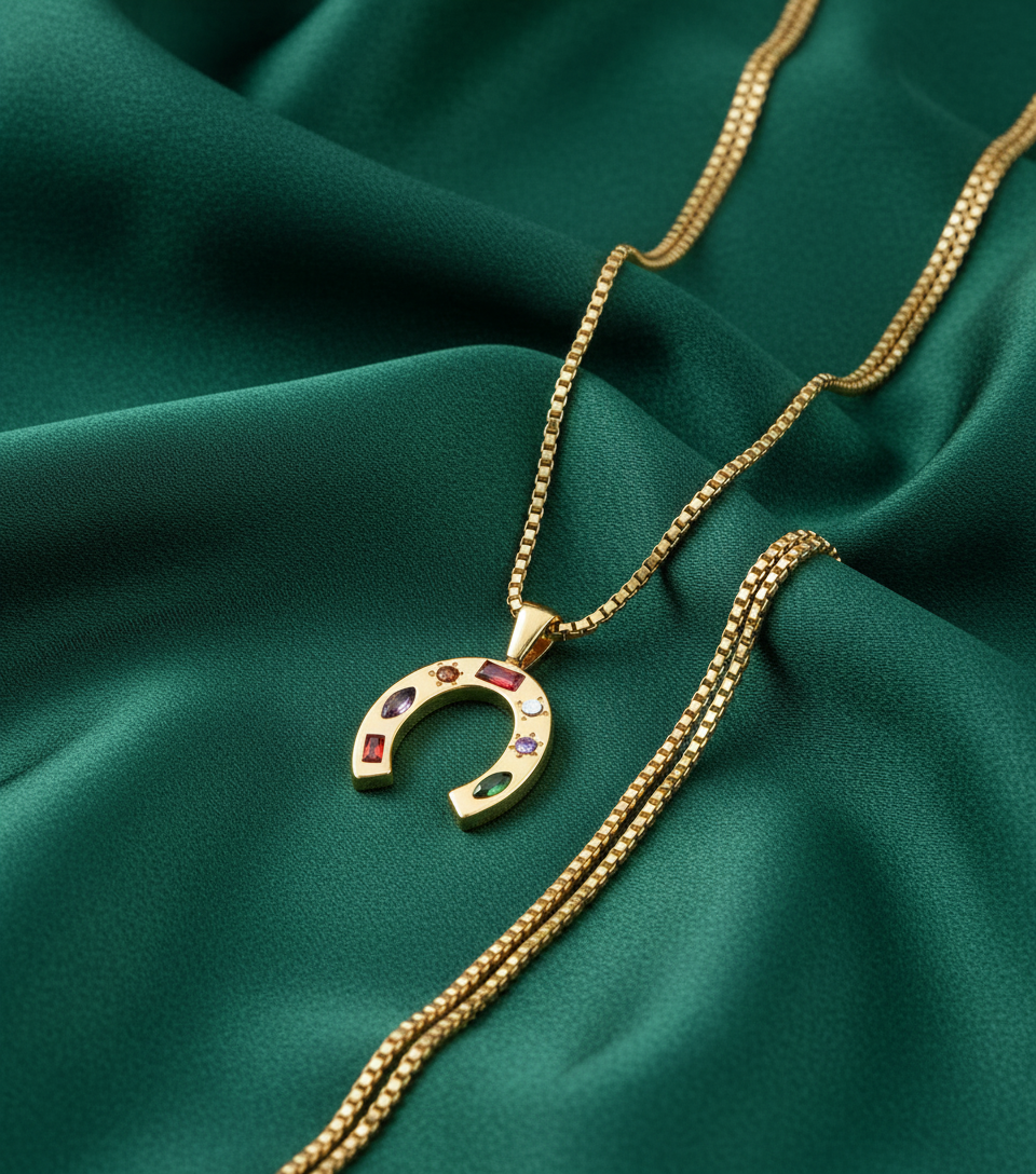 18K Gold-Plated Stainless Steel

Multi-Gemstone Horseshoe Charm

Tarnish-resistant & water-friendly

18” chain with secure clasp

Hypoallergenic — made for sensitive skin

Designed for daily wear, shine, and good vibes