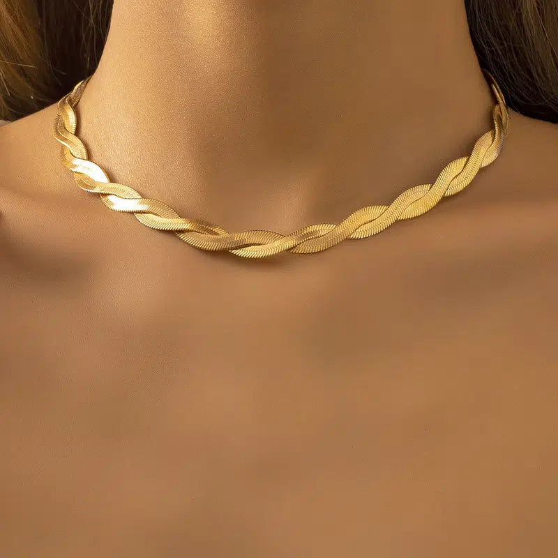 Trenza Braided Necklace -Because Braids are a significant part of our culture and will continue to be. Now with or without hair you can put a braid on.   Item Detail: Trenza Braided Chain Necklace  14K Gold Plated 40cm(15 6/8") long 1 Piece